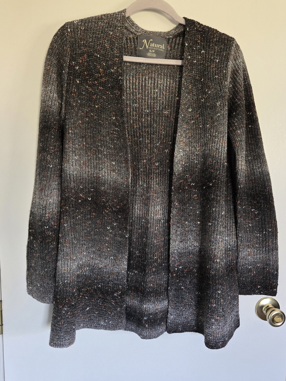 Natural Reflections Charcoal Speckle Open-Front Cardigan S